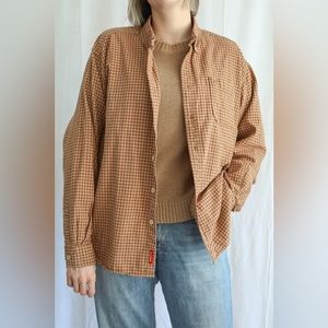 [SOLD] Eddie Bauer Antique Oxford Mens Brown Check Button Down Shirt